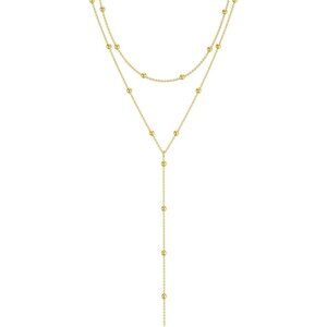 Women's Sterling Silver Y-Shaped Trendy Layered Simple Gold Necklace Jewelry